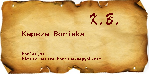 Kapsza Boriska névjegykártya